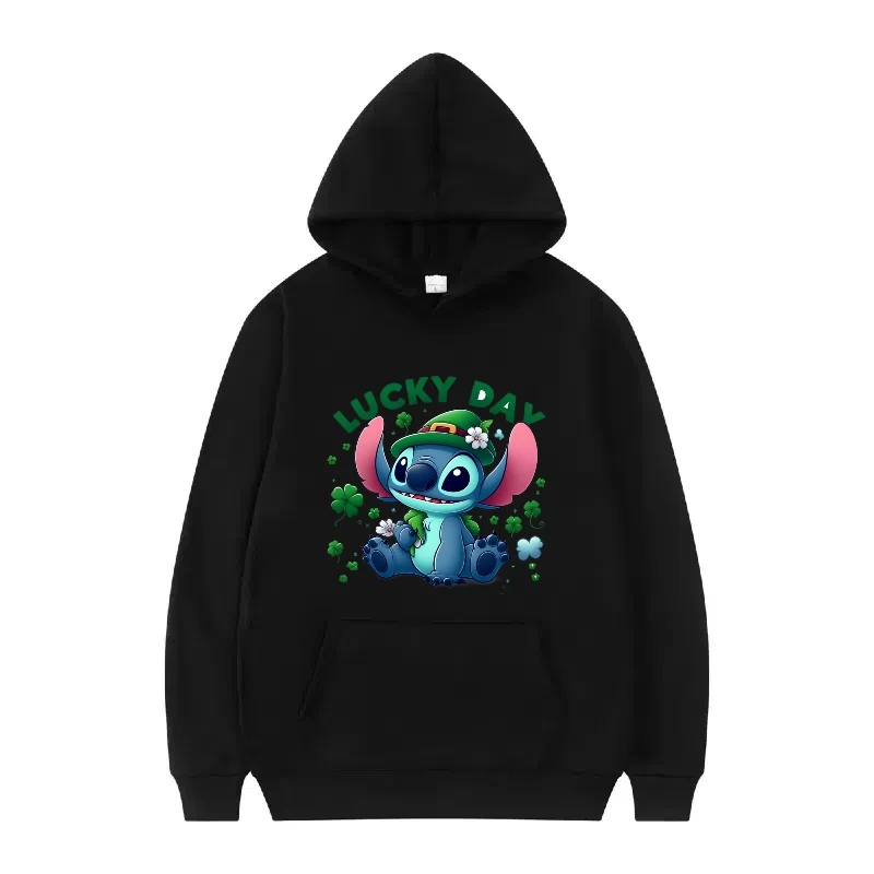 Disney Stitch patrón mujer dibujos animados deportivo suelto gris otoño polar Tops ropa jerseys señoras baratos sudaderas con capucha hombres sudaderas