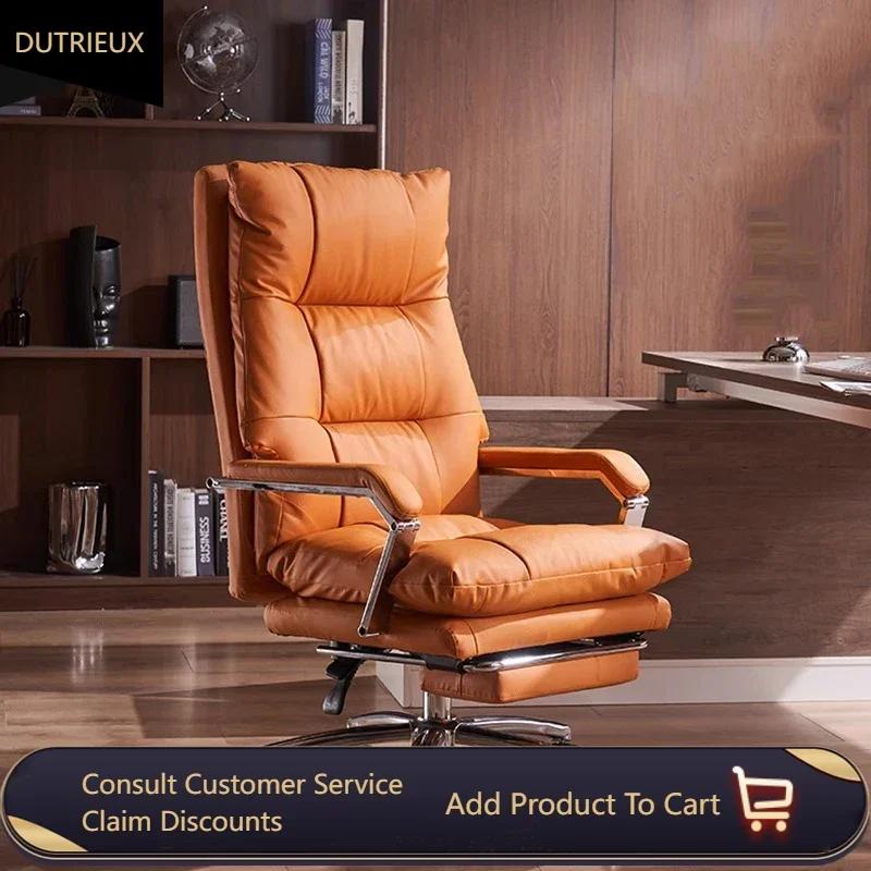 

Leather Wheel Rotating Office Chair Support Design Massage Armchair Chair Mobile Ergonomic Comfy Silla Oficina Salon Furniture