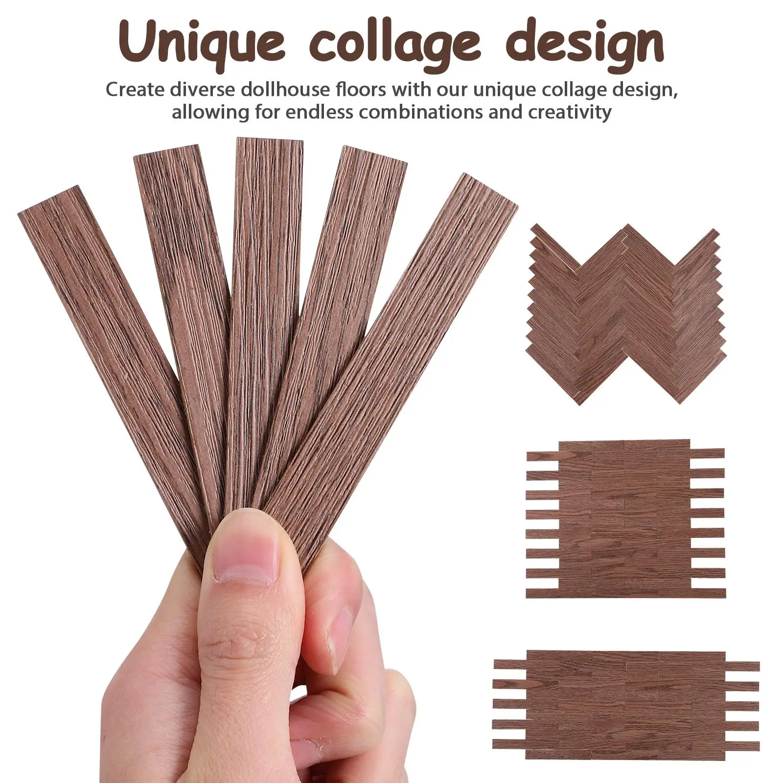 

40pcs Dollhouse Miniature Collage Floor Model Self Adhesive Flooring Veneer Floor Wallpaper For Living Room Bedroom Decor DIY