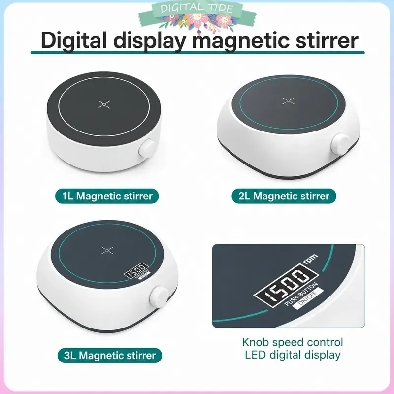 Digital Display Magnetic Stirrer Lab Equipment Magnetic Mixer with Stir Bar Liquid Stirrer 350-1800rpm Capacity