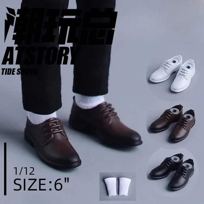 ما قبل البيع 1/12 مقياس الذكور الملابس الرسمية الأعمال الأحذية البلاستيكية الأحذية الصلبة نموذج صالح 6 ''عمل أرقام الجسم الدمى التبعي #3