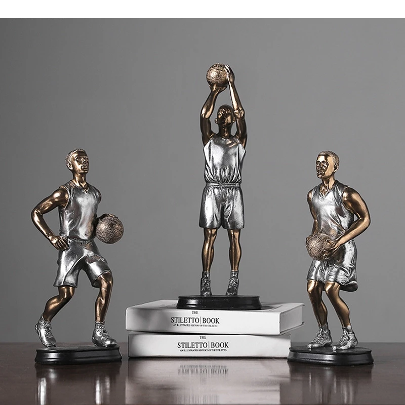 Basketball Player Statue Decoration Resin Crafts Simulation Character Sculpture Home Living Room Decorative Art Small