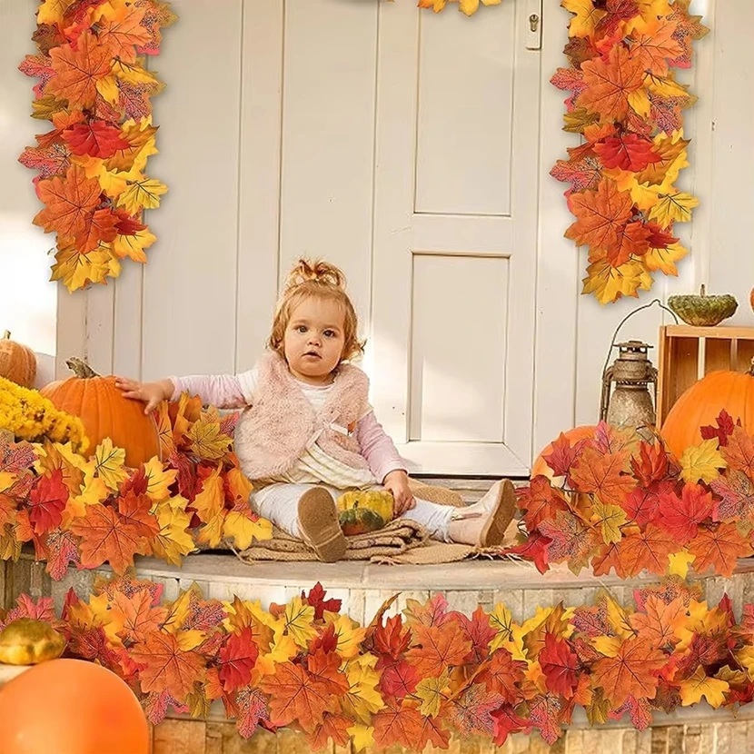 نباتات اصطناعية مابل ليف فاينز زهور الهالوين عيد الميلاد جارلاند الزفاف غرفة المنزل حديقة ديكور خارجي مهرجان هدايا ذاتية الصنع #5