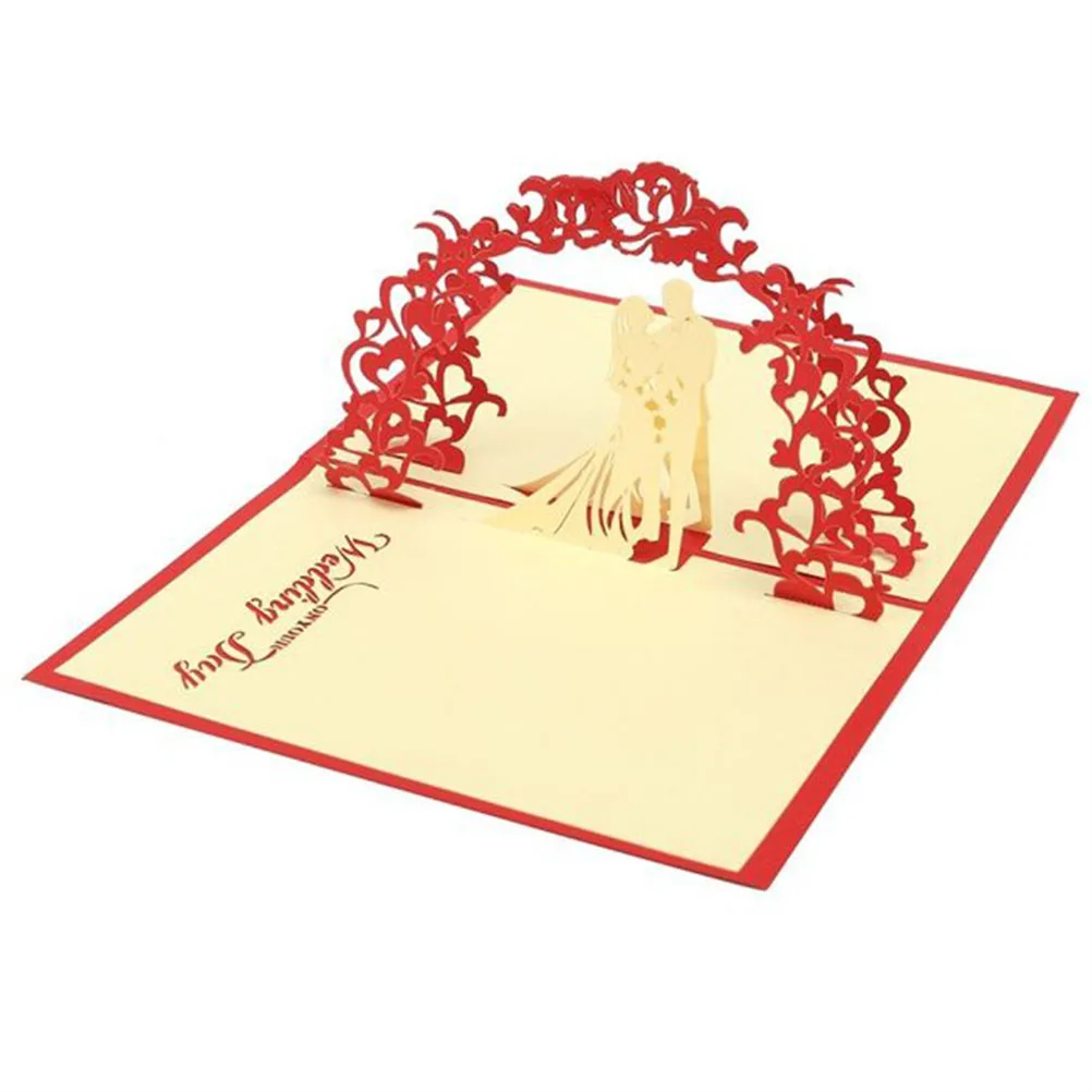 

3D Three-dimensional Wedding Greeting Cards Handmade Pop-up Bride Bridegroom Invitation Fantastic Gift Idea Celebrate Marriage
