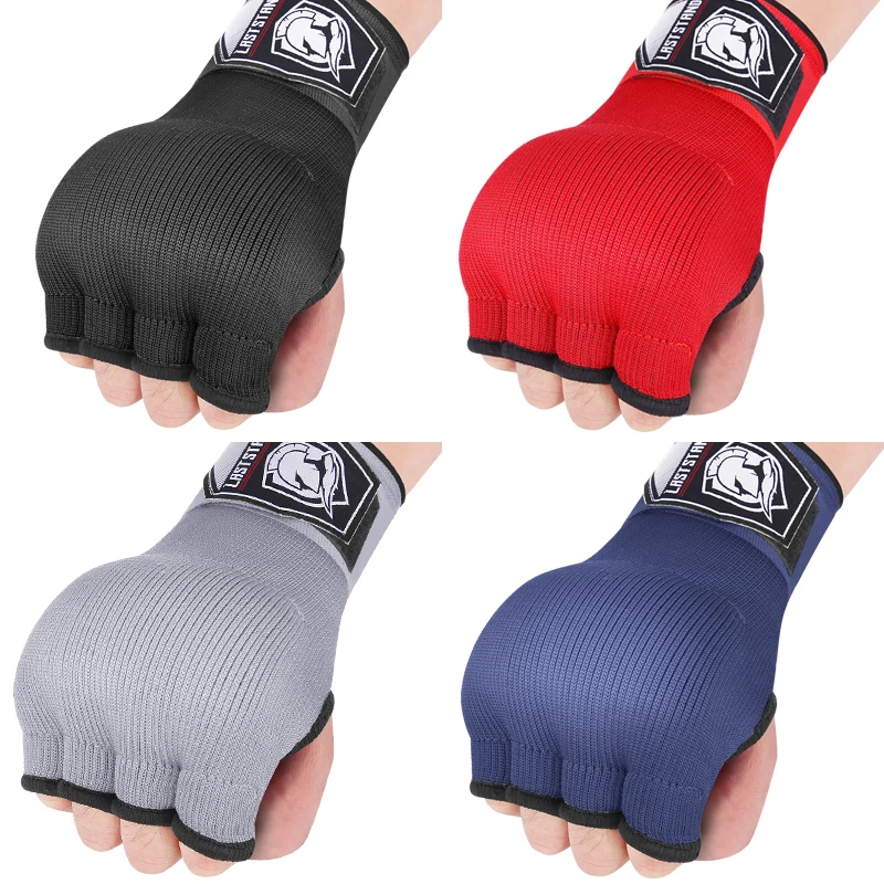

1 Pair Gel Boxing Hand Wrap Gloves Adjustable Half Finger Gloves Support with Long Wrist Strap MMA Boxing Hand Protective Gear