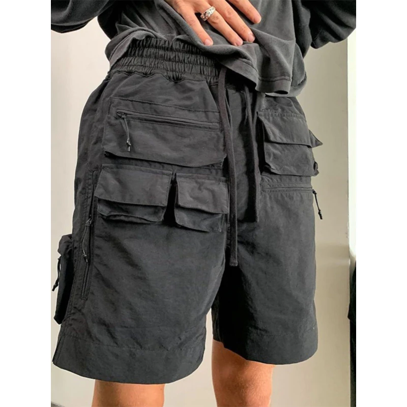 

Men Multi Pocket Cargo Shorts Techwear Streetwear Loose Fit Utility Casual Summer Shorts Fashion Bottoms