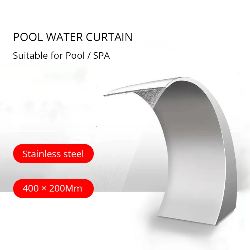 Stainless Steel Pool Fountain 40x20cm Outdoor Waterfalls Silver  Fountains for In Ground Pools Garden Descent Pond Water Feature