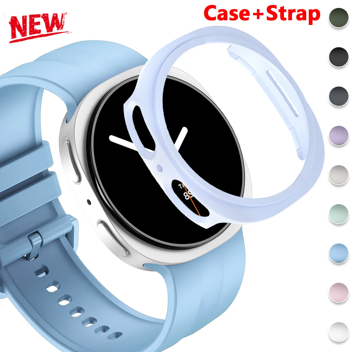 PC Case+Band for Samsung Galaxy watch 9 8 44mm 40mm Glass Correa Silicone Strap Bracelet Galaxy watch 9 8 Sport watch Accessory