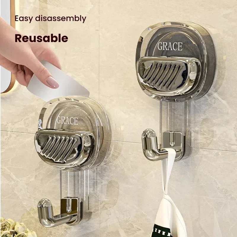 Transparent Suction Hooks Strong Vacuum Power Traceless No-Drilling Adhesive Hooks for Home Bathroom Kitchen Door Back