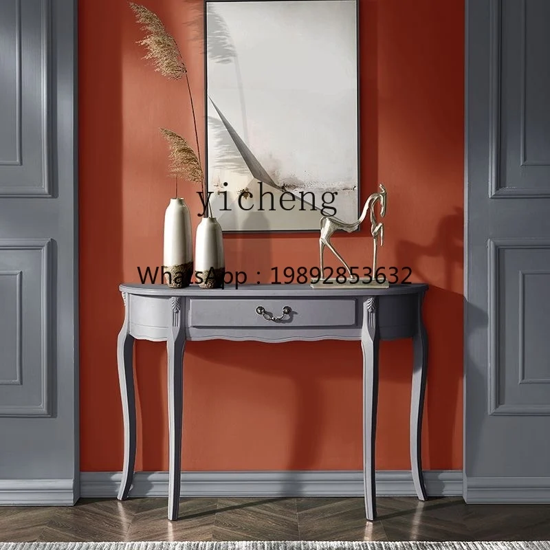 

Solid Wood Entrance Cabinet Light Luxury Semicircle Wall Console Partition Aisle Curio Cabinet