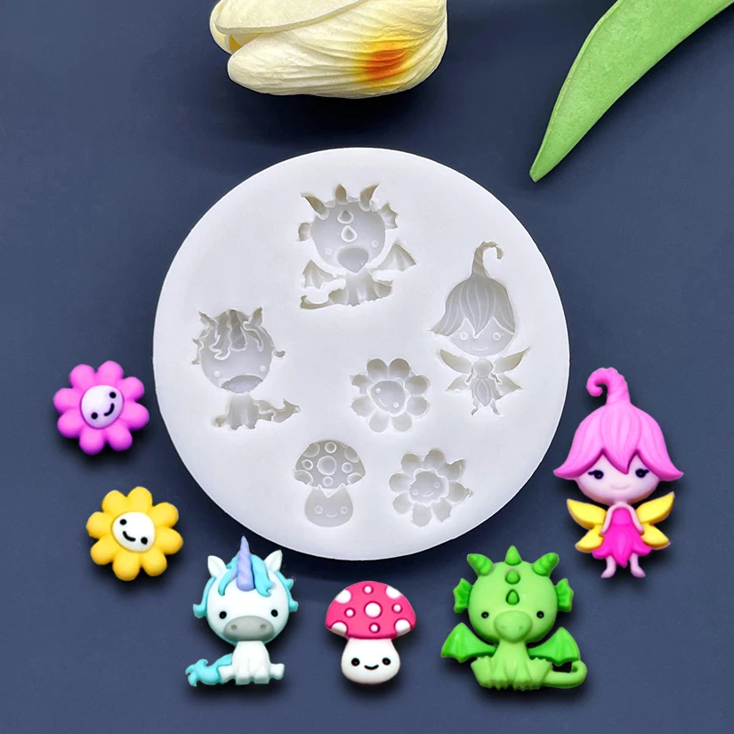 Fairy Unicorn Mushroom Sunflower Silicone Cake Baking Mold Sugarcraft Chocolate Cupcake Resin Tools Fondant Decorating Tools