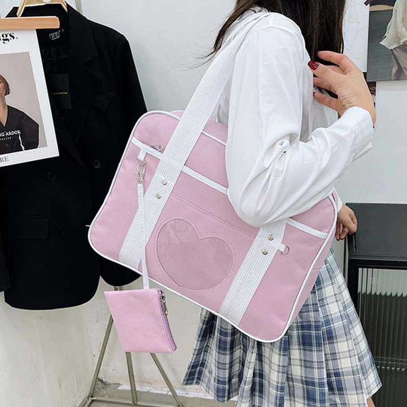 Japanese Preppy Style Uniform Shoulder Bag Lightweight Casual Girl Lolita Luggage Handbag Large Capacity Tote Fashion School Bag