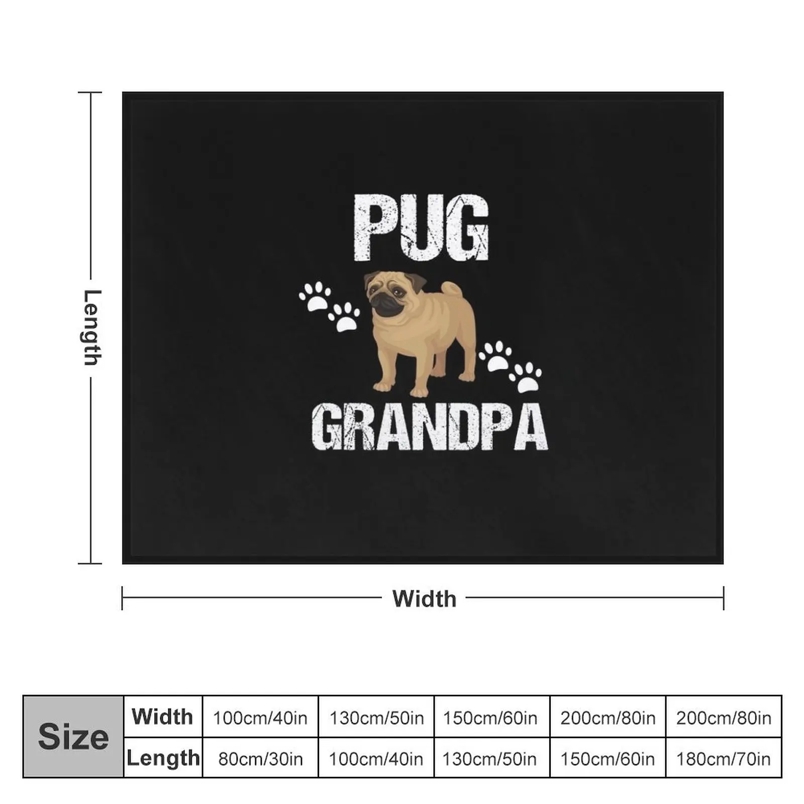 Pug Grandpa - Vector Pug Throw Blanket Cute Sofa Throw Warm Blankets