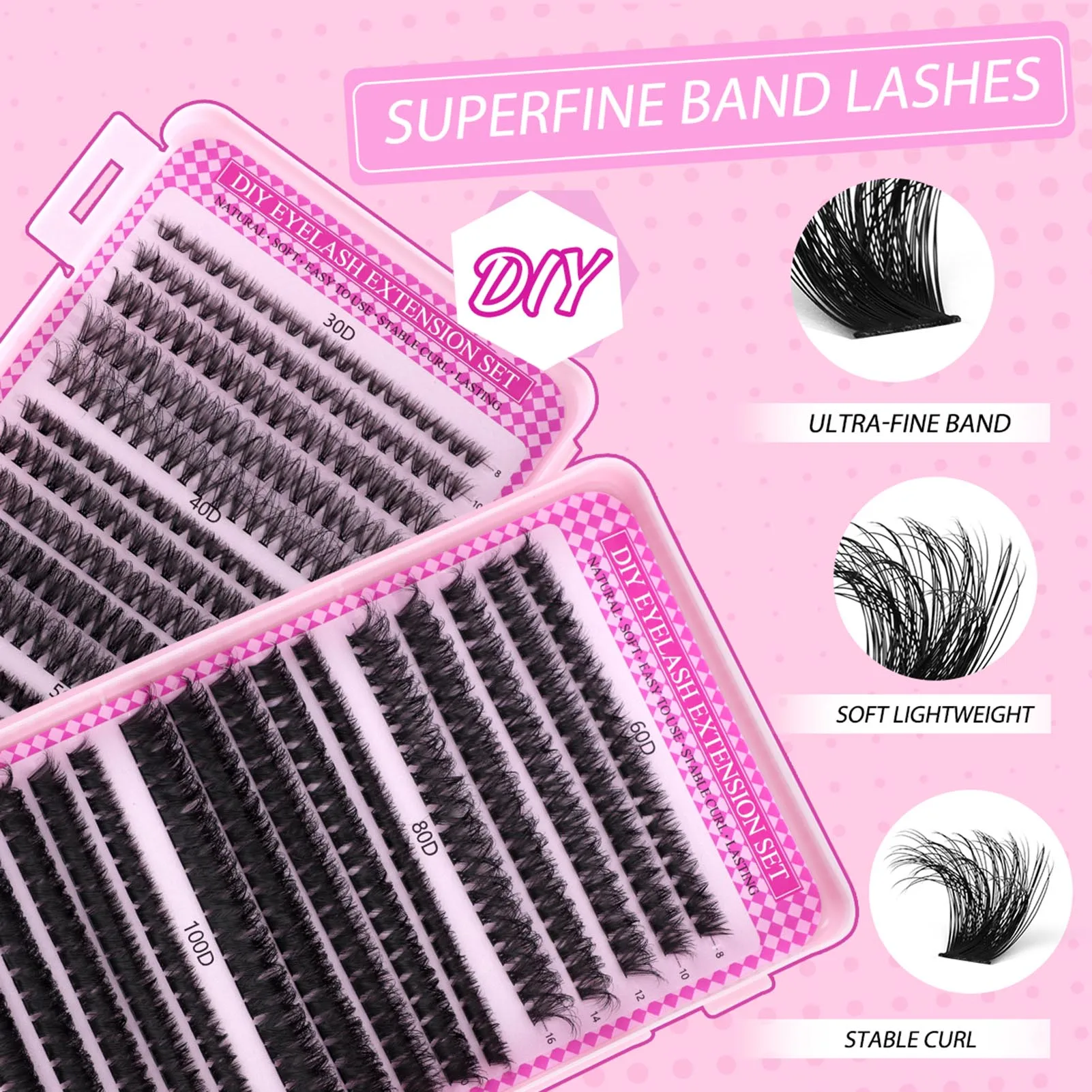 30-100D Fluffy lash clusters set 590pcs volume false eyelashes set D Curl Individual Lashes for professional makeup lashes