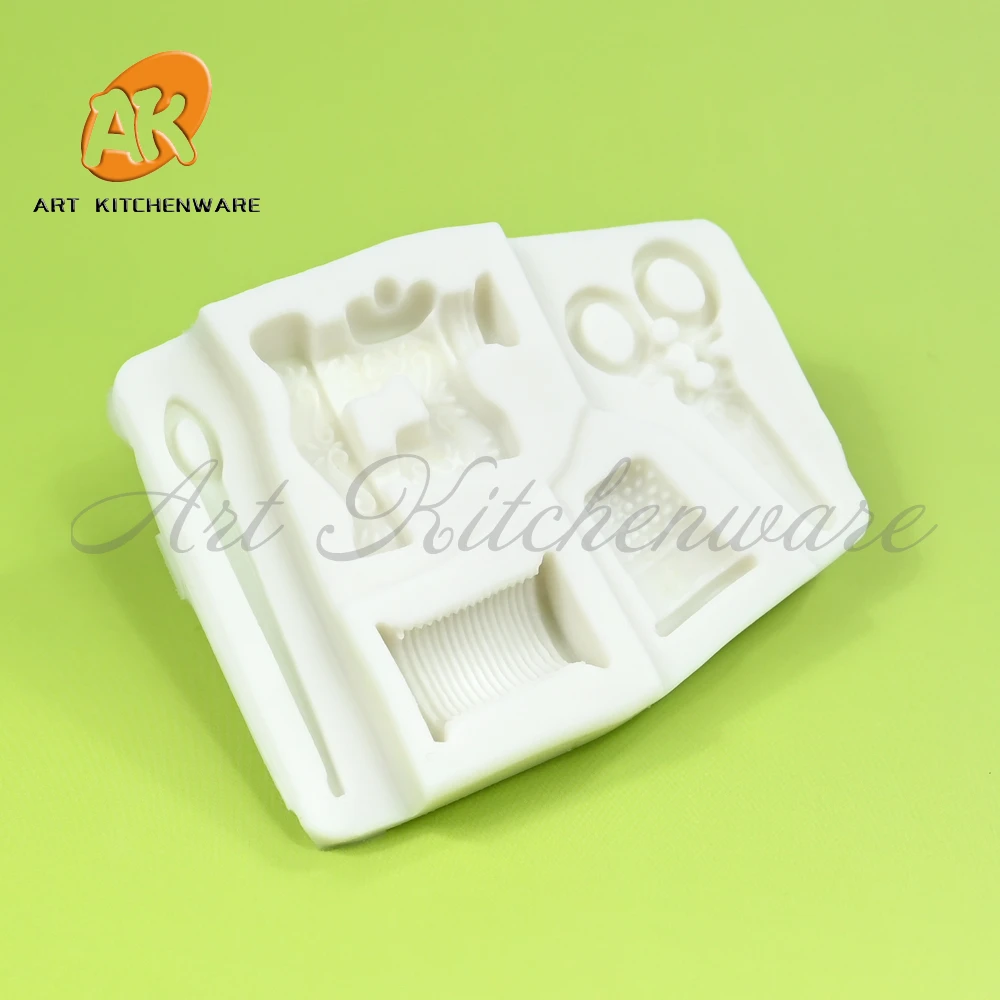 Nostalgic Sewing Machine Fondant Silicone Mold Cake Molds DIY Cake Decorating Tools Chocolate Gumpaste Moulds Candy Resin Mold