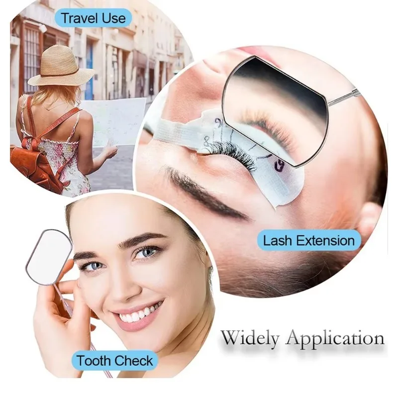 1pcs Stainless Steel Eyelash Checking Mirror Lash Lifting Tech Tool Portable Hand Makeup Mirror Eyelashes Extension Supplies