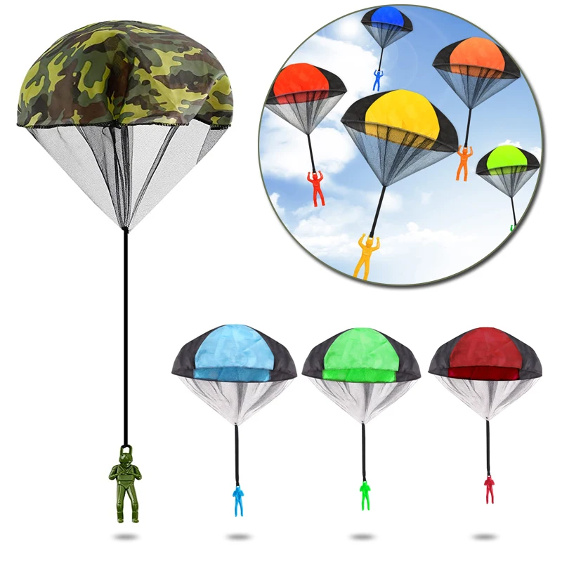 Parachute mão jogando brinquedo para crianças, Engraçado ao ar livre voando jogar brinquedos com mini soldado, pai-filho jogo de esportes educativos, presente