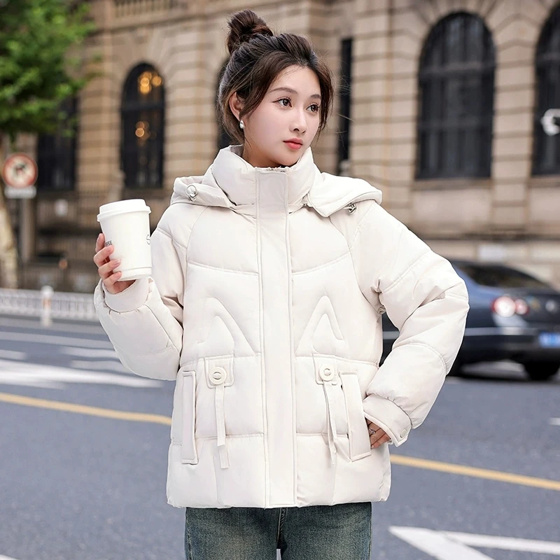 Women\'s Winter Short Jacket Cotton Parka Padded Coats Hooded Outwear Thick Warm Down Cotton Coat Female Parkas Top Y2K New 2024