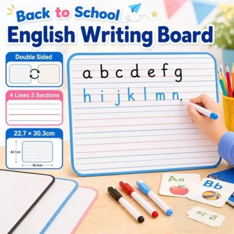 Lined Reusable Whiteboard 4 Lines 3 Grids Waterproof Dry Erase Board for Office Work Classroom Teaching