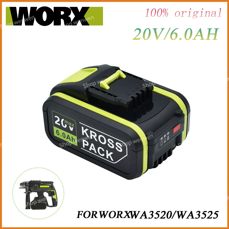 

6.0Ah 20V Lithium ion Replacement Rechargeable Battery for Worx WA3551 WA3553 WX390 WX176 WX550 WX386 WX373 WX290 WX800 WU268