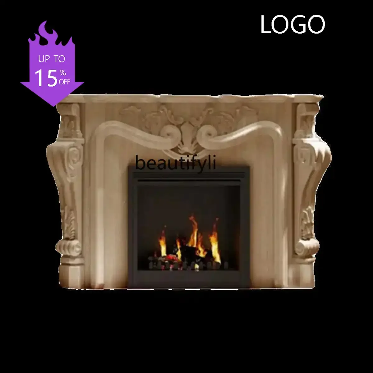 Q181 American hand-carved solid wood classical fireplace cabinet living room French background wall porch cabinet art display ca