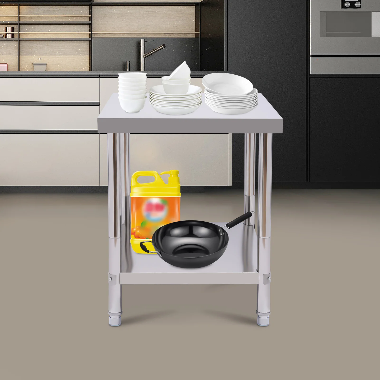 Stainless Steel Table for Prep & Work 24 x 18 Inches, Commercial Heavy Duty Food Prep Worktable with Undershelf for Restaurant, 