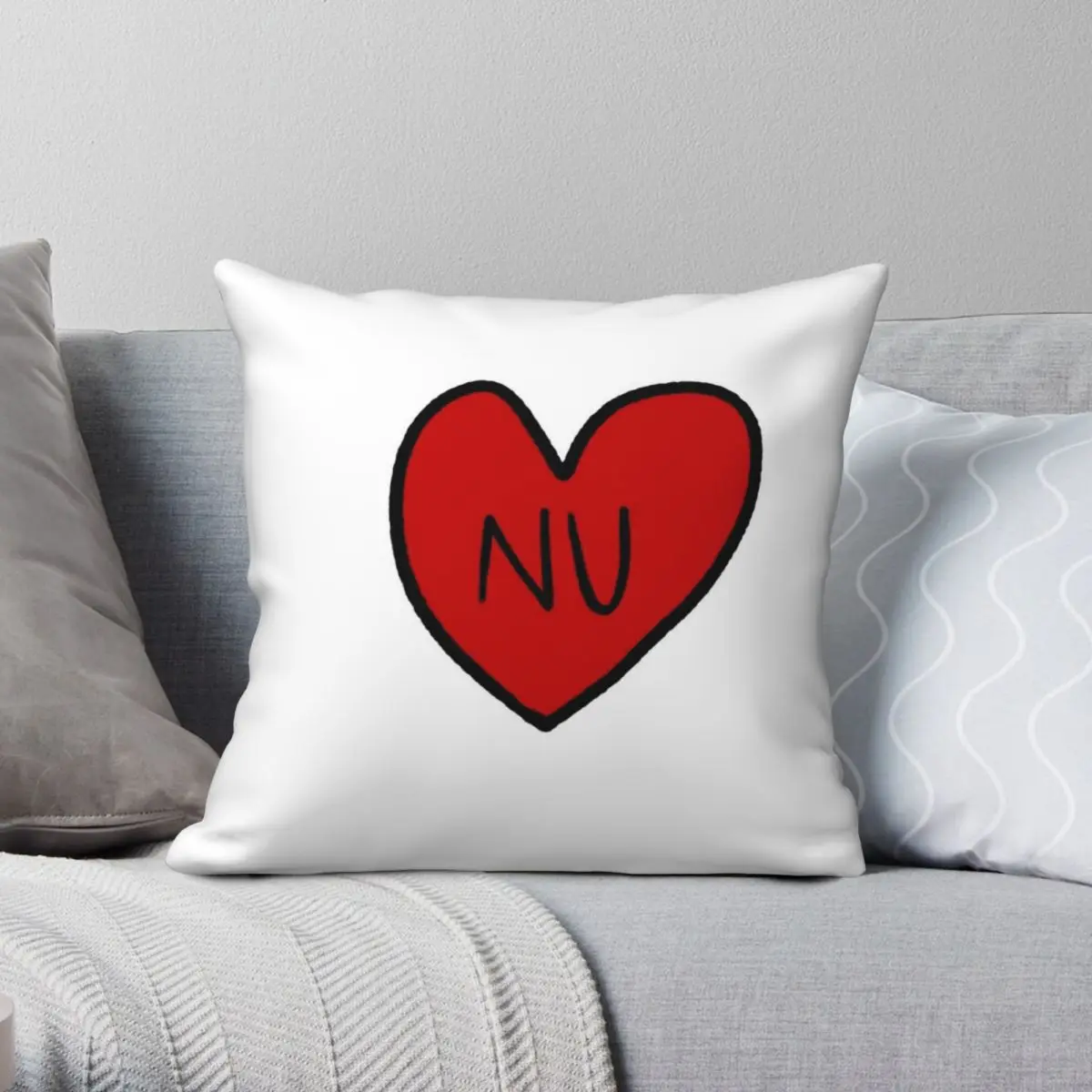 Northeastern University Heart Pillowcase Polyester Linen Velvet Pattern Zip Decor Throw Pillow Case Bed Cushion Cover