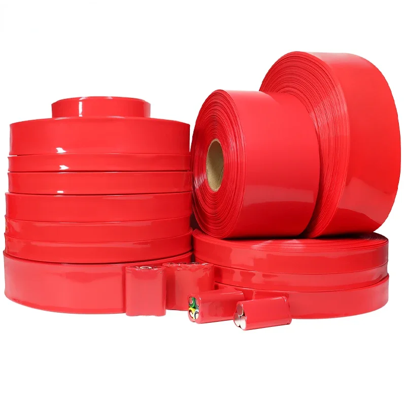 18650 PVC Heat Shrink Tube Battery Pack Red Width 29.5mm~280mm Insulated Protection Film Wrap Lithium Case Cable Sleeve