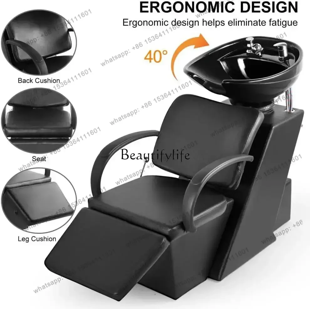 D06Hair salon special shampoo bed semi-lying ceramic basin shampoo bed