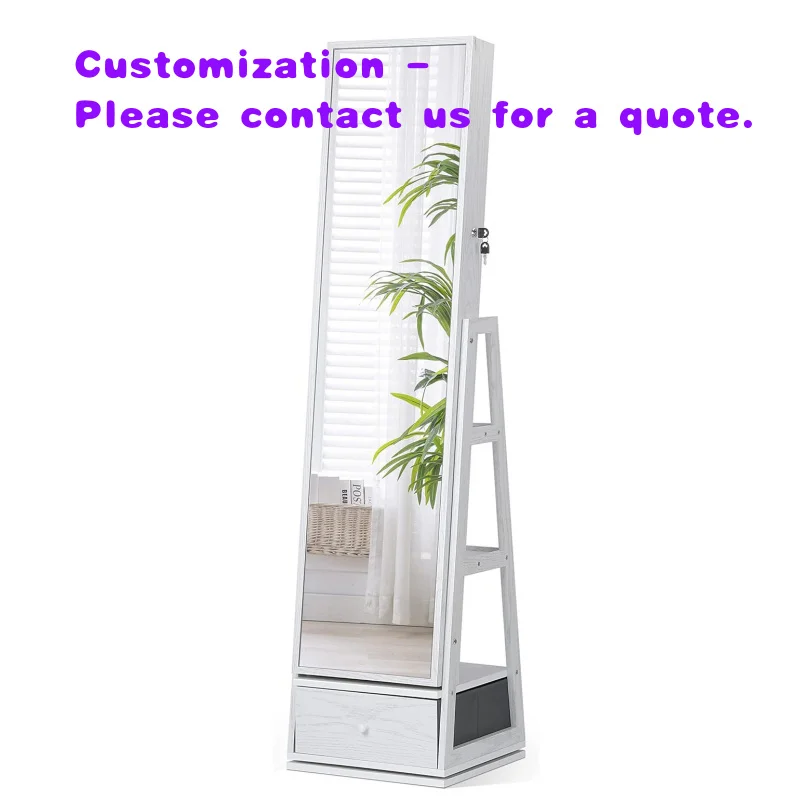 custom.Rotated Standing Jewelry Mirror Cabinet with Full Mirror