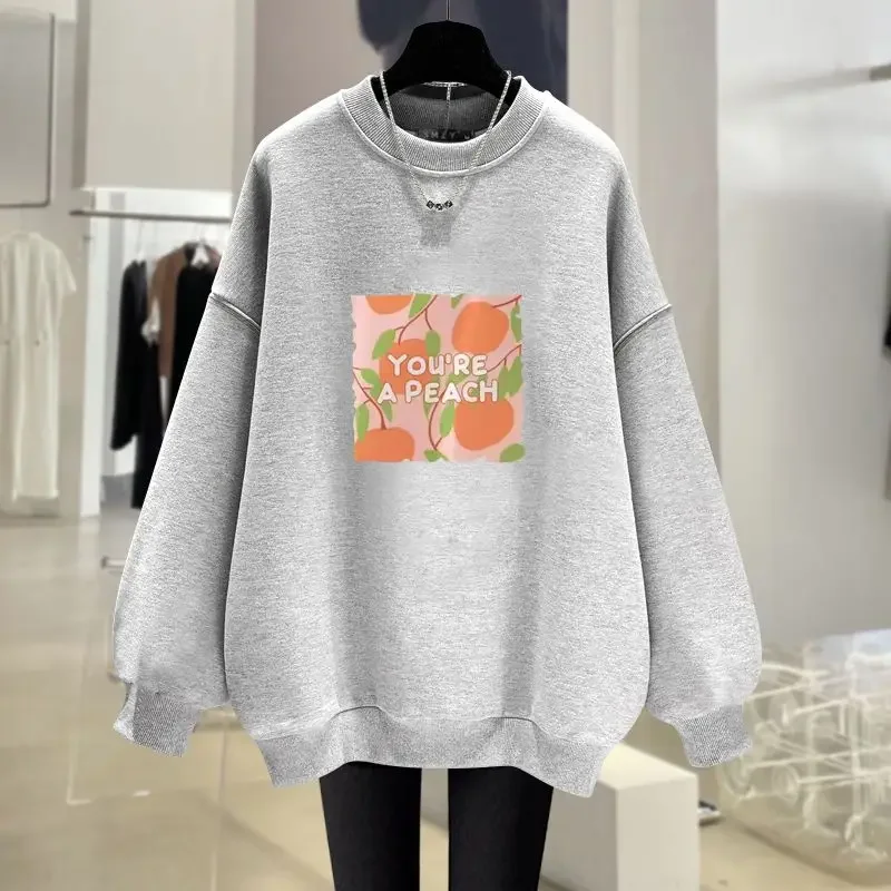 

Women Clothing Vintage Casual Long Sleeve Tops Fashion Letter Printed Hoodies Autumn O-neck Cotton Loose Pullovers