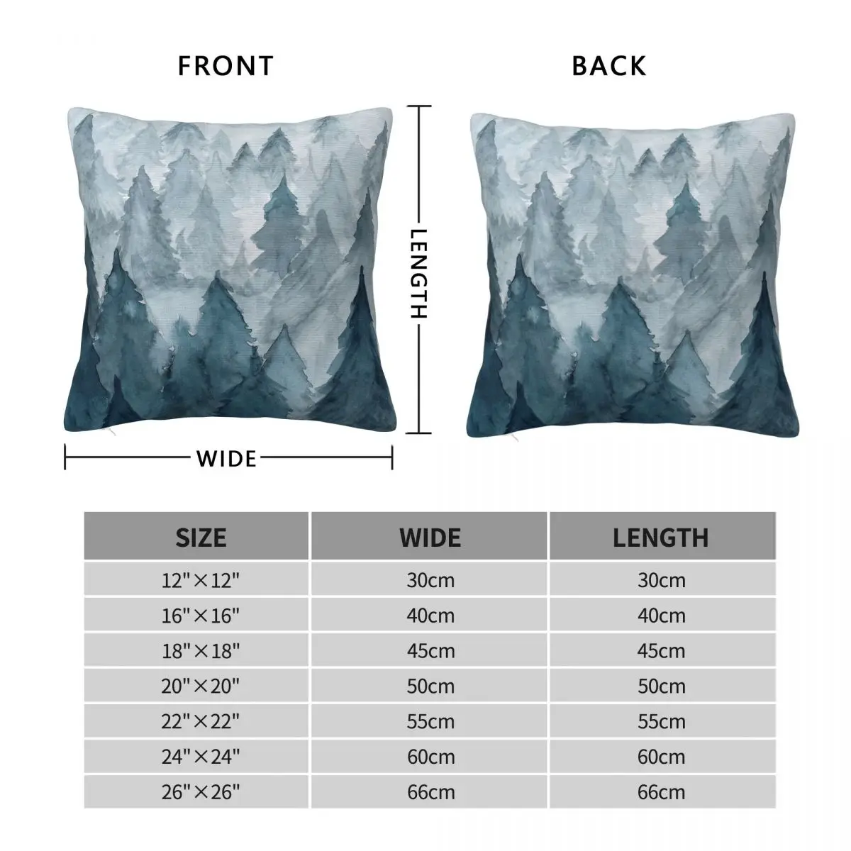 Clear Winter Tree Forest Square Pillowcase Polyester Linen Velvet Pattern Zip Decorative Throw Pillow Case Room Cushion Cover