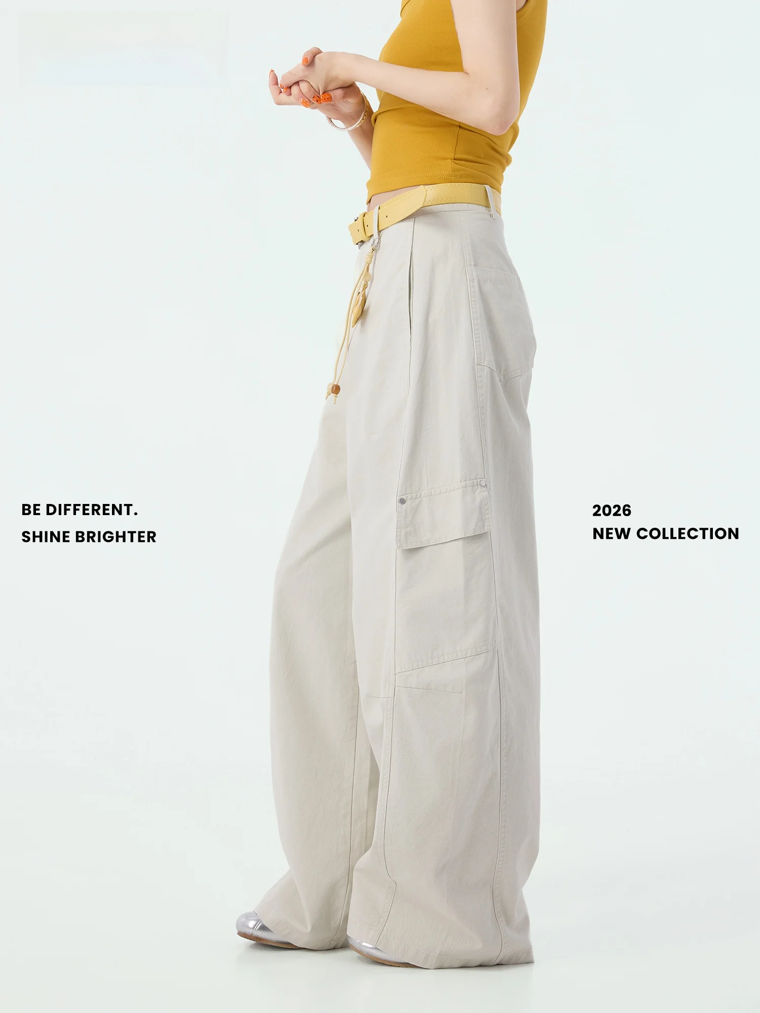 

Didimax Summer New Loose Wide Leg Casual Pants Women's Workwear Trousers Bend Knife Long Pants Wheat Color X58290