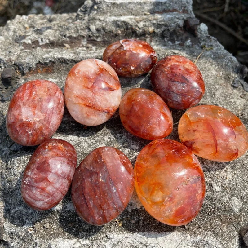 1pc  Decorative Stone - Fire Quartz Palm Stone Random, Vibrant Rainbow Crystal with Natural Inclusions,