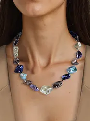 Fine Baroque Colorful Shell Necklace, Pearl Necklace, Mixed Color Pearl Jewelry Making , Natural Stone