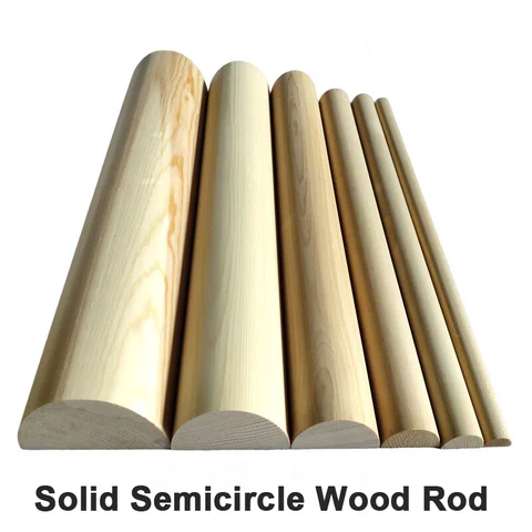 2Pcs Length 200-400mm Semicircle Wood Rod Solid Wood Strip for Airplane/Boat Model DIY Accessories Semicircle Diameter 20-60mm