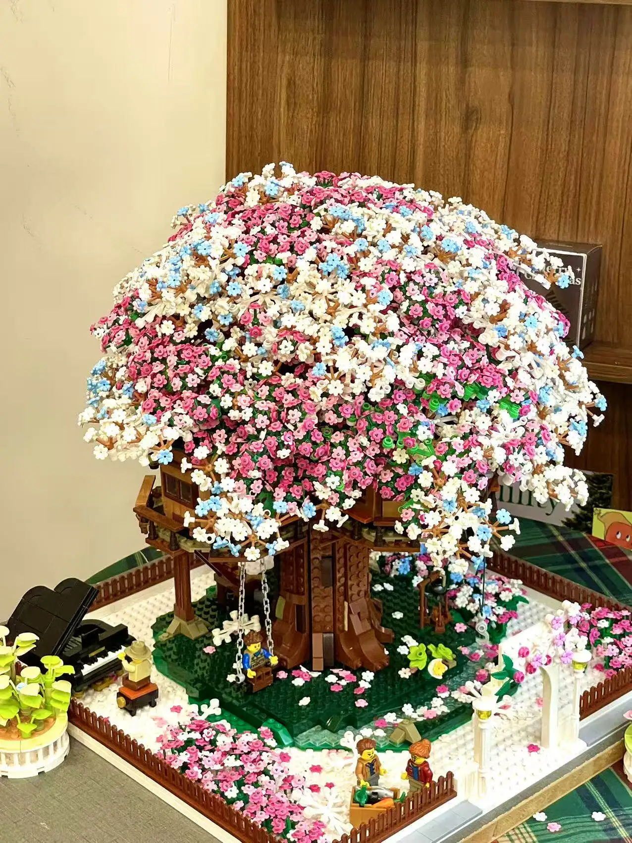 Cherry Blossom Tree House Building Block Bouquet Puzzle Birthday Gift Educational Assembling Toy