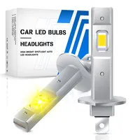 2pcs 3000K Golden Yellow H1 LED Headlights 12000LM 30W 3570 CSP High Beam Turbo Auto Light 1: 1 Fanless Mini 12V Plug and Play