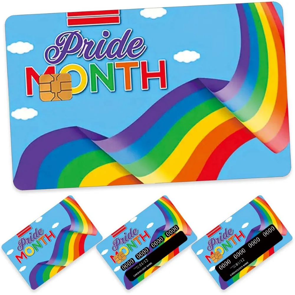 1/4Pcs Creative Rainbow Pride Credit Card Debit Card Stickers Bank Charge Card Bus Metro Decorative Small Chip Car Skin Decal