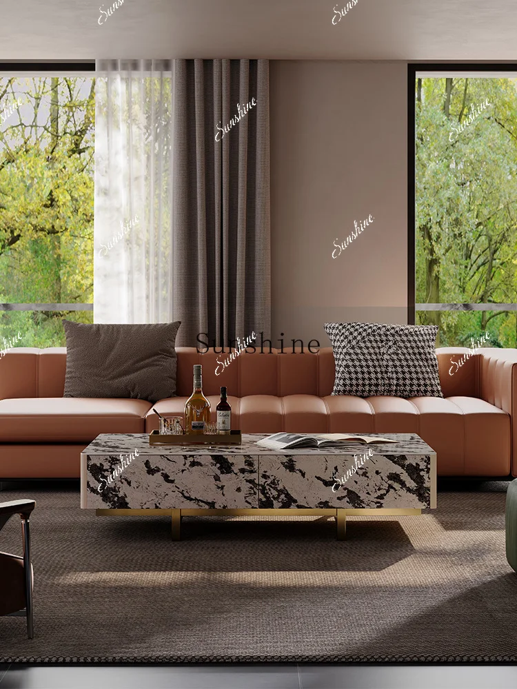 

Italian light luxury simple villa mansion living room creative coffee table FT