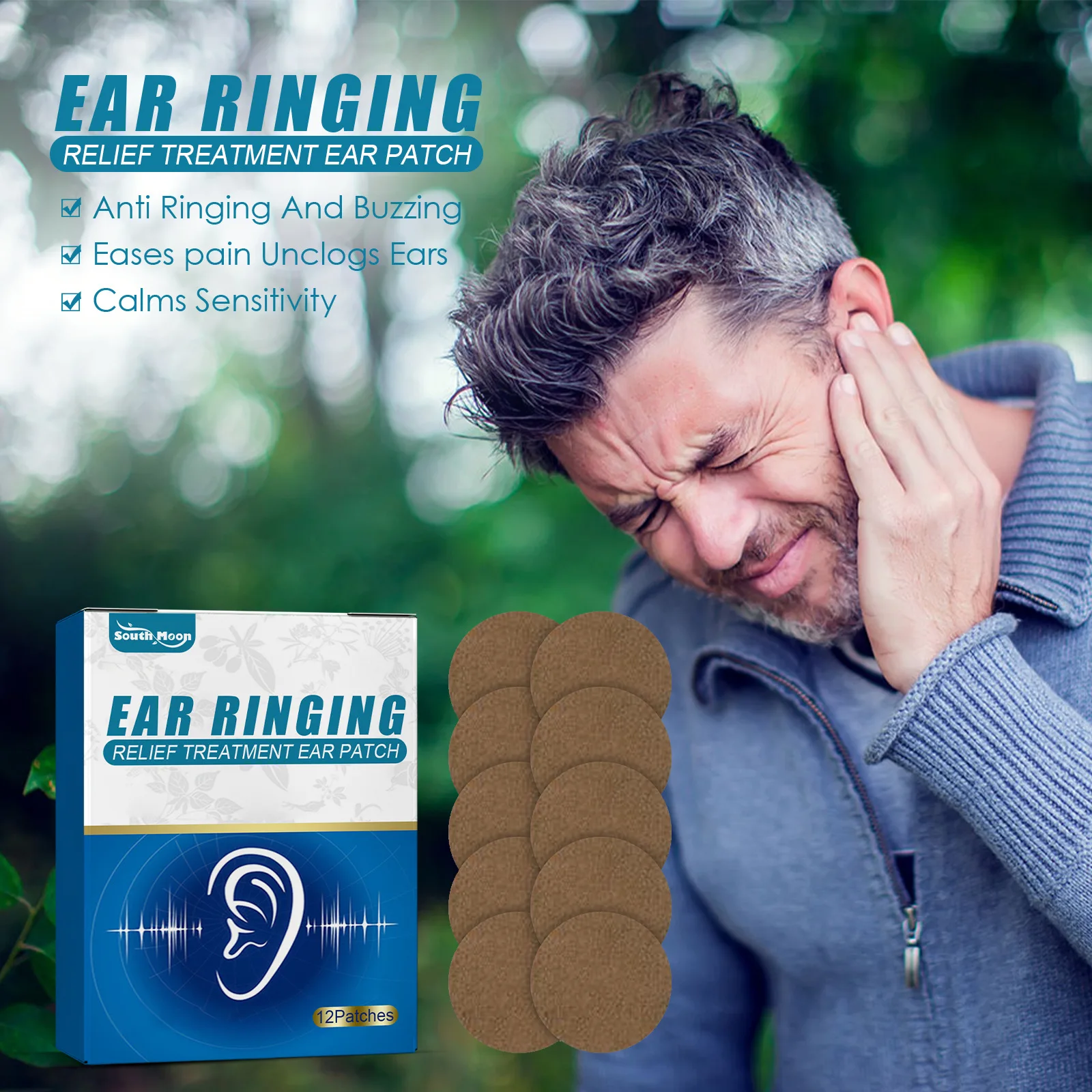 Tinnitus Relief Patch for Ringing Ear Natural-Herbal Relieves Earaches Improves Hearing&Boost-Blood-Circulation Cuidado Personal