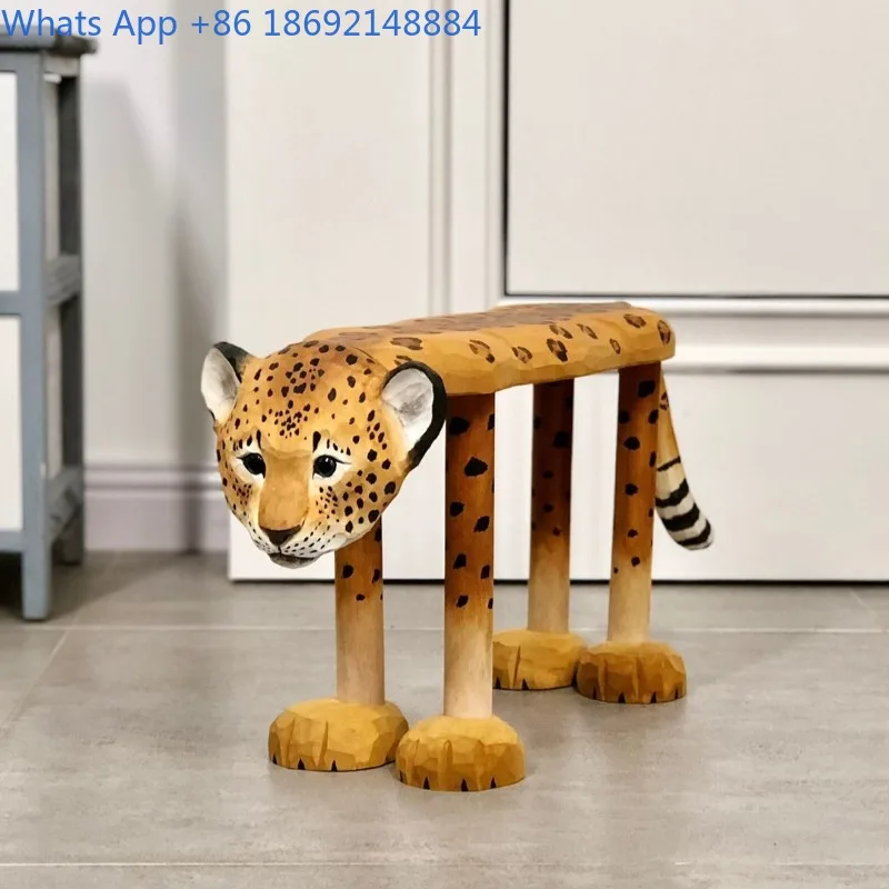 Solid Wood Stool Cartoon Creative Animal Small Stool Simple Home Shoe Changing Stool Living Room Low Durable