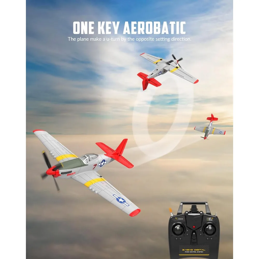 Avión RC con control remoto de 4 canales con giroscopio de 6 ejes, 3 modos, acrobacias aéreas y radiocontrol de 2,4 GHz para un fácil vuelo