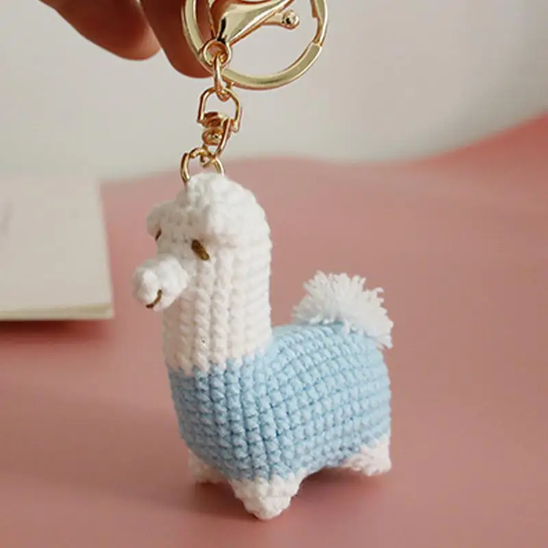 

Crochet Animals Cute Alpaca Decor Knitting Crafts Charm Inspirational Hand-Woven Ornament For Birthday Wallet Backpack Kids
