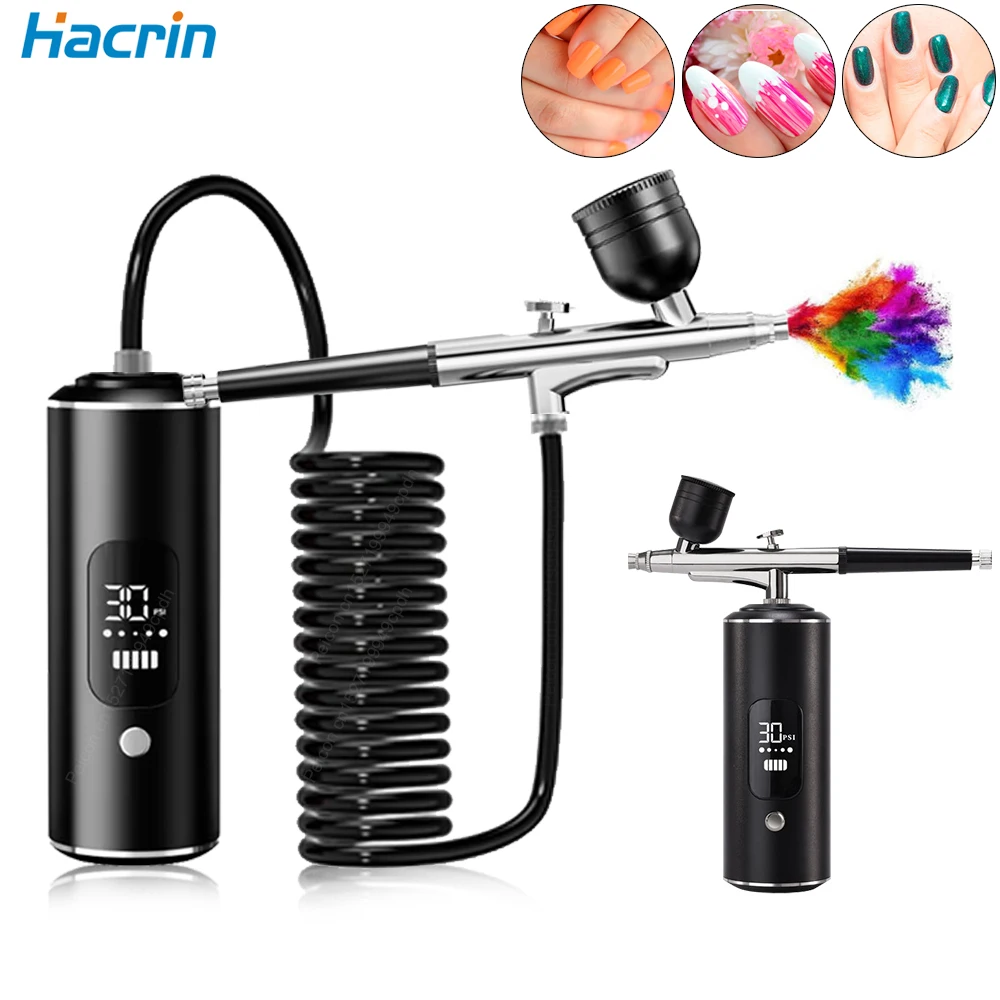 

Airbrush Nail with Compressor Rechargeable Portable Mini Air Brush Nail Art Paint Makeup Crafts Cake Painting Spray Gun Tools