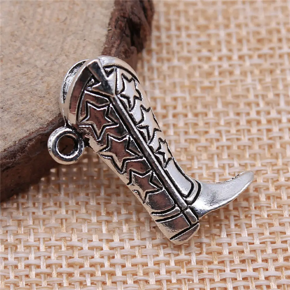 

Accessories For Women 3D Cowboy Shoe Boots Charms Jewelry Making Supplies 26x20x8mm 3pcs