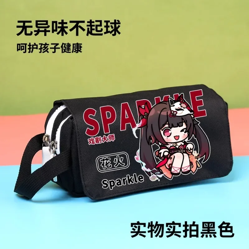 Anime Honkai: Star Rail Cosplay Aventurine Robin Sunday Acheron Black Swan Student Portable Flip Pencil Case Stationery Gift