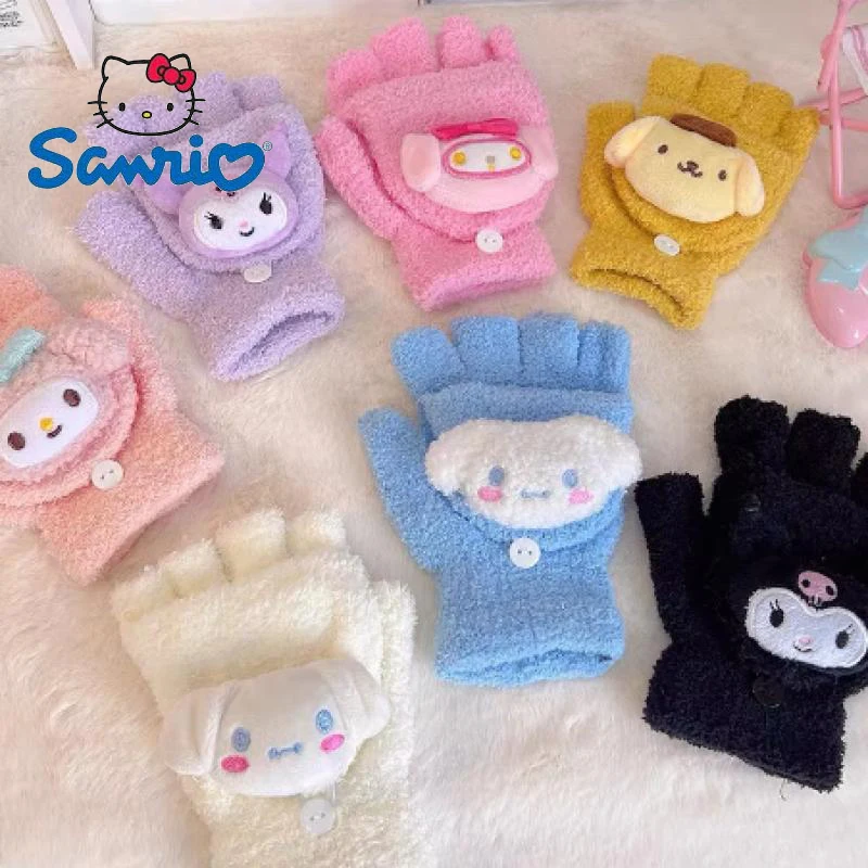 قفازات فليب يابانية وكورية جديدة للطالبات في الشتاء، ندى دافئ قطيفة وسميكة، أيدي دافئة بخمسة أصابع #1