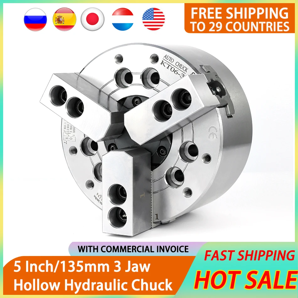 5 Inch 135mm Hollow Hydraulic Power Chuck 3 Jaw Oil Pressure Chuck For Mechanical CNC Lathes With A4 Flange High Precision Chuck