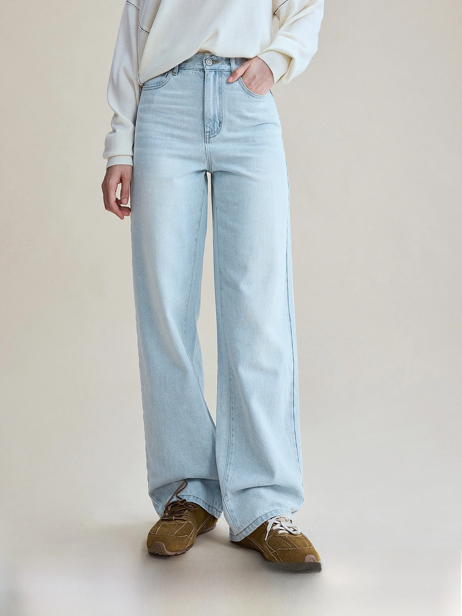 

Women's Loose Straight Leg Jeans 100 Cotton Faded Effect Comfortable Soft Spring New Style Commute Style Natural Waist Button